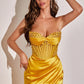 Daisy Embellished Satin Corset Strapless Long Evening Dress CDCD295_7