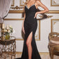 Embellished Bust Stretch Satin Fitted Elegant Shimmering Long Prom & Bridesmaid Dress CDCD888_2