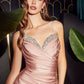 Embellished Bust Stretch Satin Fitted Elegant Shimmering Long Prom & Bridesmaid Dress CDCD888_9