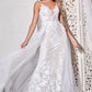 Lace Mermaid Silhouette Overskirt V-neck Mid Open Back Bodice Long Wedding & Bridal Dress CDCD931W_5