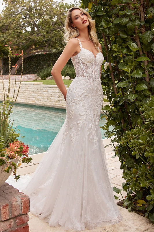 Embroidered Lace Mermaid Sweetheart Long Wedding Dress CDCDS432W_0