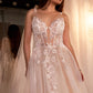 Layered Tulle & Lace Sheer Bodice Ball Long Wedding Dress CDCDS476W_1