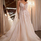 Layered Tulle & Lace Sheer Bodice Ball Long Wedding Dress CDCDS476W_0