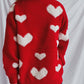 Heart Round Neck Dropped Shoulder Sweater