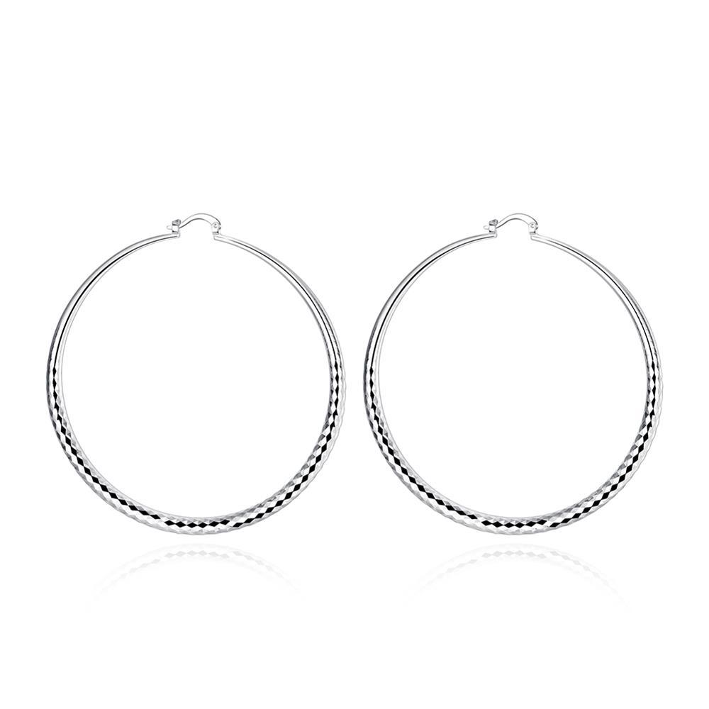 Sleek Silver Plated Roman Ingrain Classic Hoops