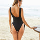 Full Size Lace-Up Wide Strap One-Piece Swimwear