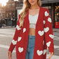 Heart Button Down Long Sleeve Cardigan