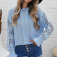 Openwork Lantern Sleeve Dropped Shoulder Sweater