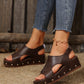 PU Leather Studded Wedge Sandals