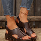 PU Leather Studded Wedge Sandals