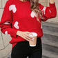 Angel Wings Heart Round Neck Dropped Shoulder Sweater