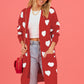 Heart Graphic Open Front Cardigan with Pockets