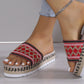 Geometric Woven Platform Slide Sandals