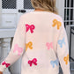 Angel Wings Bow Graphic Round Neck Long Sleeve Sweater