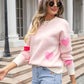 Angel Wings Heart Round Neck Droppped Shoulder Sweater