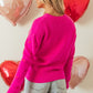 Red Heart Shape Drop Shoulder Round Neck Sweater