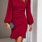 Devine Ruched Ruffled Balloon Sleeve Mini Dress