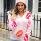Angel Wings Lip V-Neck Drop Shoulder Sweater