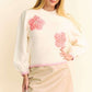 Davi & Dani Flower Patch Fuzzy Mock Neck Sweater