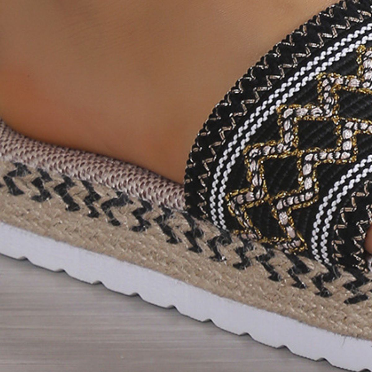 Boho Woven Platform Slide Sandals