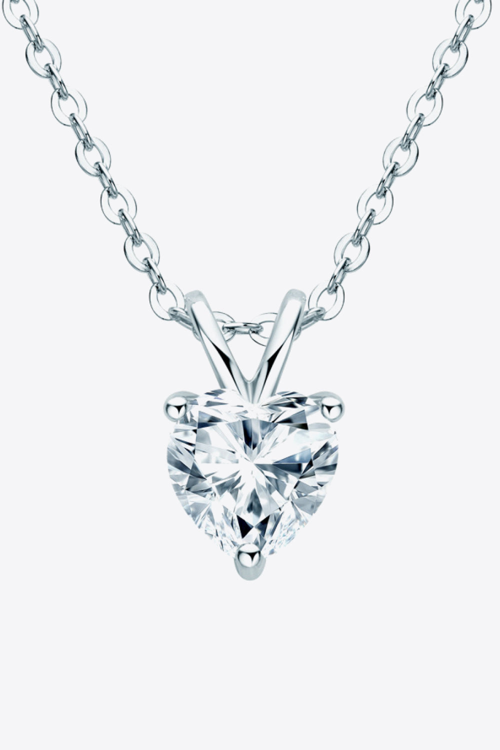 Moissanite Heart-Shaped Pendant Necklace 1 Carat