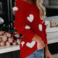 Heart Scoop Neck Long Sleeve Sweater