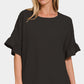 Zenana V-Neck Flutter Sleeve Top