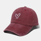 Embroidered Heart Washed Cotton Baseball Cap