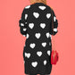 Heart Graphic Open Front Cardigan with Pockets