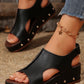 PU Leather Studded Wedge Sandals