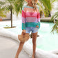 Color Block Openwork Boat Neck Cover Up