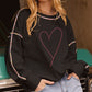 Valentine’s Day Rhinestone Heart Round Neck Long Sleeve Sweatshirt