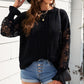 Openwork Lantern Sleeve Dropped Shoulder Sweater