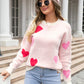 Angel Wings Heart Round Neck Droppped Shoulder Sweater