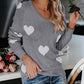 Heart Scoop Neck Long Sleeve Sweater