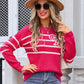 Angel Wings Striped Round Neck Long Sleeve Sweater