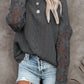 Openwork Lantern Sleeve Dropped Shoulder Sweater