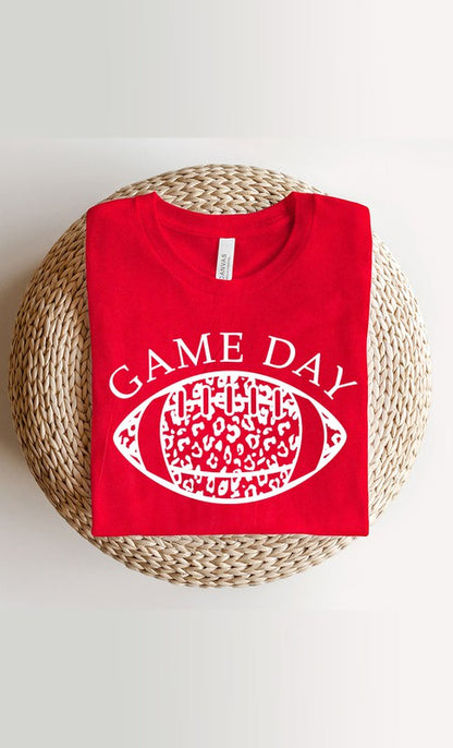 Game Day Leopard Spot White Football Graphic Tee