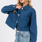 bytos Button Down Cropped Denim Jacket with Patch Pockets