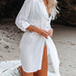 Button Up Roll-Tab Sleeve Cover-Up