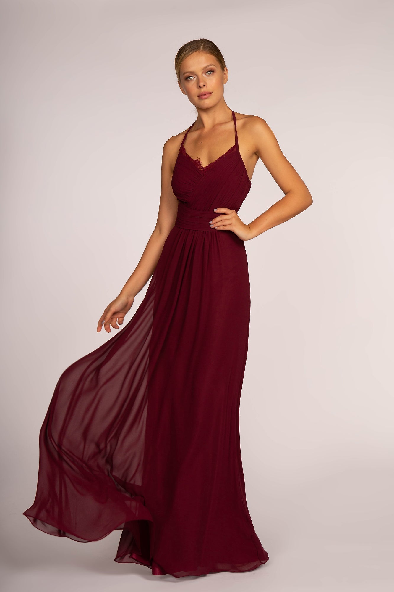 Halter Neck Chiffon Long Bridesmaid Dress GLGL2606_8