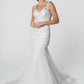 Embroidered Bodice V-Neck Mermaid w/ Mesh Tail Long Wedding Dress GLGL2815_0