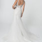 Embroidered Bodice V-Neck Mermaid w/ Mesh Tail Long Wedding Dress GLGL2815_1