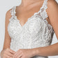 Embroidered Bodice V-Neck Mermaid w/ Mesh Tail Long Wedding Dress GLGL2815_2