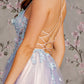 3D Butterfly Sheer Bodice Cut-out Back Mesh A-line Long Prom Dress GLGL3252_3