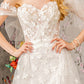 Jewel Glitter Sheer Bodice Mesh A-line w/ Long Mesh Cape Long Wedding Dress GLGL3423_2