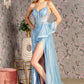 Glitter Mesh Mermaid Detachable Side Waist Drape Long Prom Dress GLGL3459_2