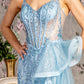 Glitter Mesh Mermaid Detachable Side Waist Drape Long Prom Dress GLGL3459_4