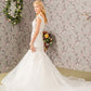 Jewel Embroidery Sheer Bodice Mesh Trumpet Long Wedding Dress GLGL3490_1