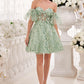 3D Floral Applique Strapless Babydoll Short Cocktail Dress CDKV1089_0